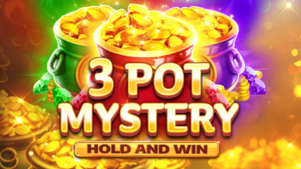 หน้าจอเกมสล็อต 3 Pot Mystery Hold and Win ที่มีธีมทองคำและสมบัติ